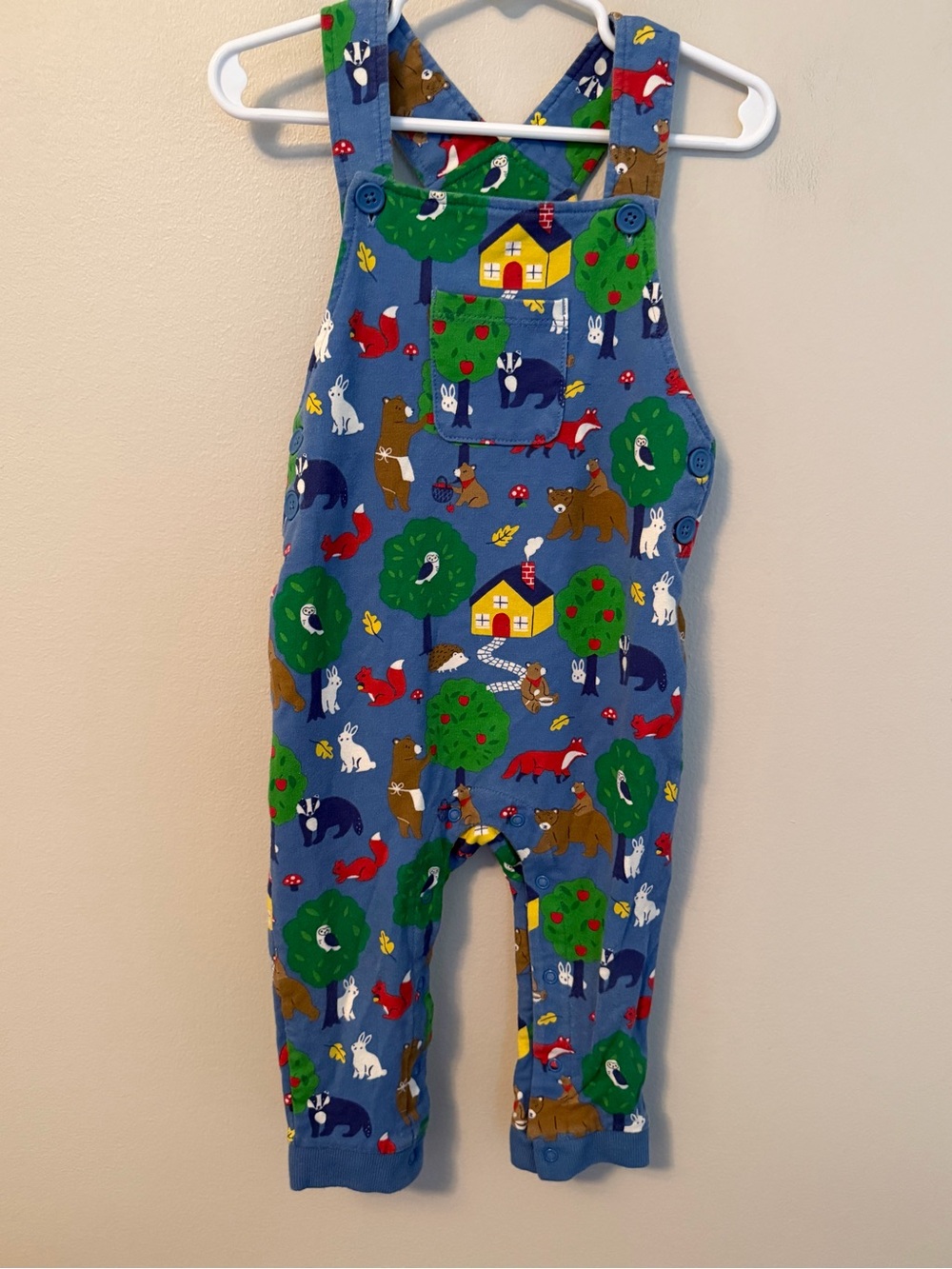 Baby Boden Blue Forest Animals Kids Overalls
